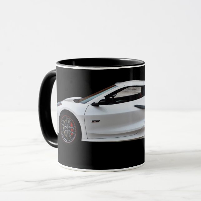 Modern Sportscar Car Fast Car on Black Mug (Front Left)