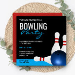 Modern Sporty Bowling Party Birthday Invitation<br><div class="desc">Invite your guests with this modern bowling party invitation. Just add all the event details.</div>