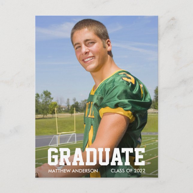 Modern Sporty Graduation Announcement Photo Postcard (Front)