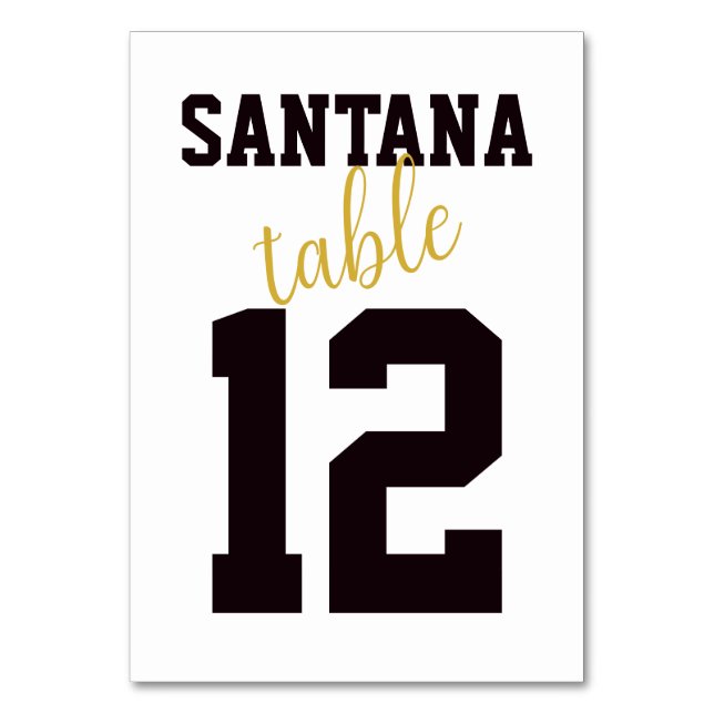 Modern Sporty Minimalist Wedding Table Name Number Table Number (Front)