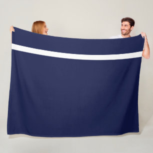 Modern Sporty White Stripe On Deep Navy Blue Fleece Blanket