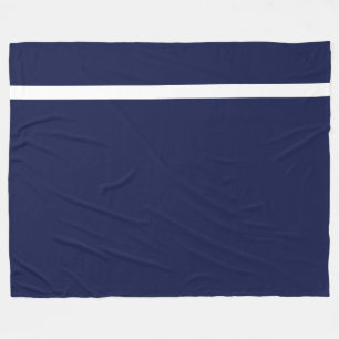 Modern Sporty White Stripe On Deep Navy Blue Fleece Blanket