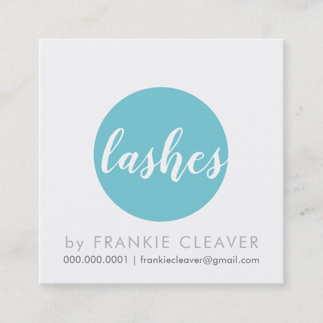 MODERN SPOT LOGO hand lettered script turquoise Square Business Card (Front)