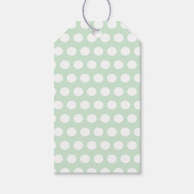 Modern Spotted Pastel Green Gift Tags (Front)