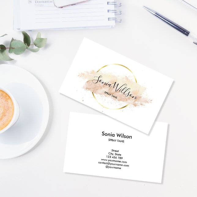 Modern spray tanning event planner makeup artist business card (Creator Uploaded)