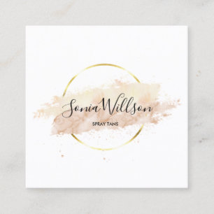 Modern spray tanning event planner makeup artist square business card