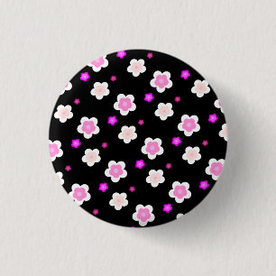 Modern Spring aqua gradient purple flora pattern 3 Cm Round Badge
