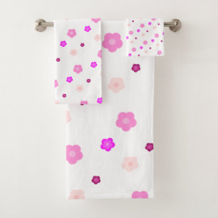 Modern Spring aqua gradient purple flora pattern Bath Towel Set