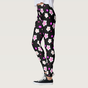 Modern Spring aqua gradient purple flora pattern Leggings
