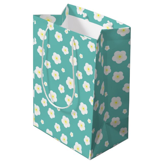 Modern Spring aqua gradient purple flora pattern Medium Gift Bag (Back Angled)