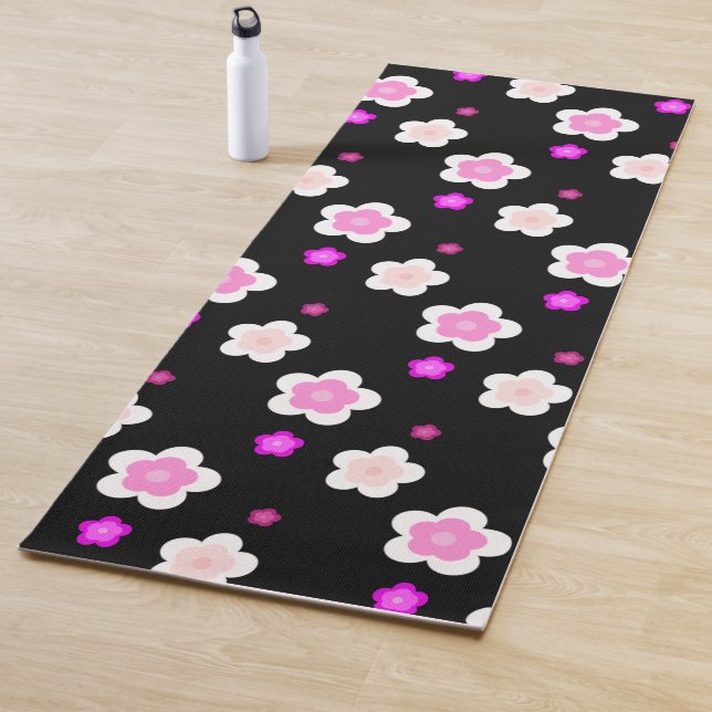 Modern Spring aqua gradient purple flora pattern Yoga Mat (In Situ)