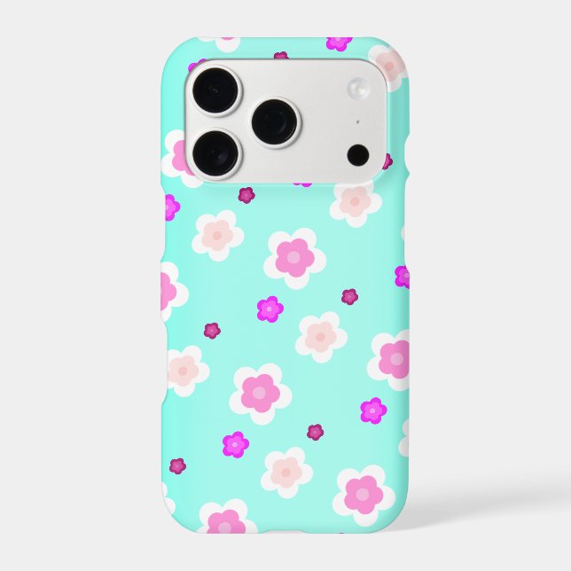 Modern Spring aqua gradient purple floral pattern  (Back)