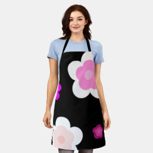 Modern Spring aqua gradient purple floral pattern  Apron