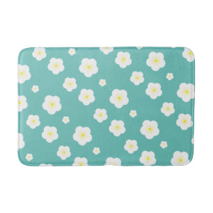 Modern Spring  aqua  gradient yellow flora pattern Bath Mat