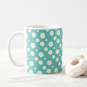 Modern Spring  aqua  gradient yellow flora pattern Coffee Mug