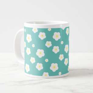 Modern Spring  aqua  gradient yellow flora pattern Large Coffee Mug