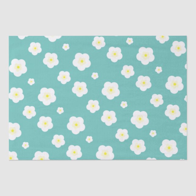 Modern Spring  aqua  gradient yellow flora pattern Tissue Paper (Front)