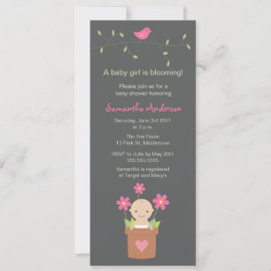Modern Spring Baby Shower Inviation - Girl Invitation
