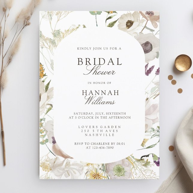 Modern, spring Bridal Shower Invitation (Modern, floral, boho, spring wedding invitation. Print+Download)
