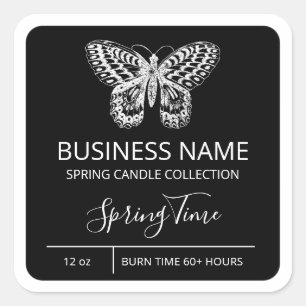 Modern Spring Butterfly Black Soy Candle Labels
