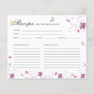 Modern Spring Butterfly Bridal Shower Recipe Card