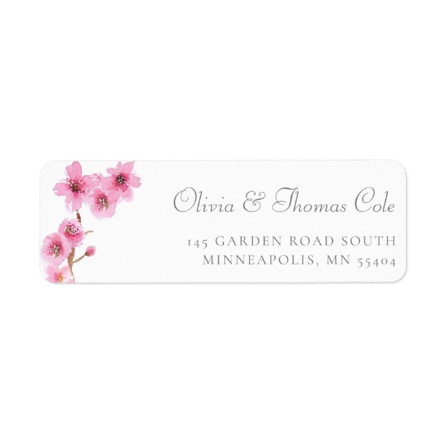 Modern Spring Cherry Blossom Pink Return Address (Front)