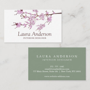 Modern Spring Cherry Blossom Professional Business Card
