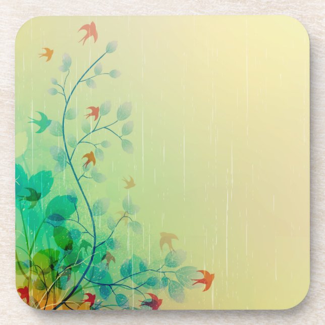Modern Spring Floral Abstract Art Coaster (Front)