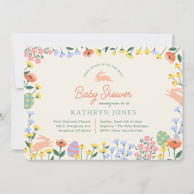 Modern Spring Floral Baby Shower Invitation (Front)
