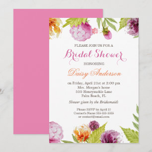 Modern Spring Floral Decor Wedding Bridal Shower Invitation