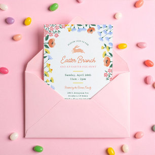 Modern Spring Floral Easter Brunch Invitation