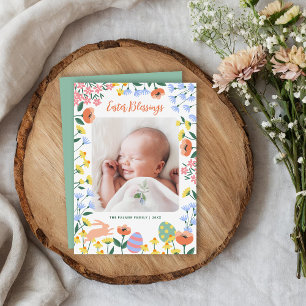 Modern Spring Floral Easter Photo Card