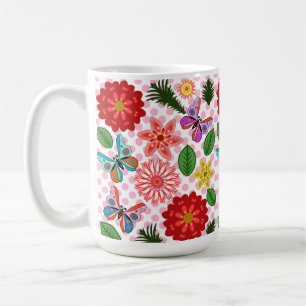 Modern Spring Garden Butterfly Floral  Coffee Mug