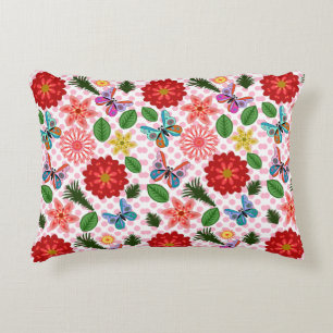 Modern Spring Garden Butterfly Floral  Decorative Cushion