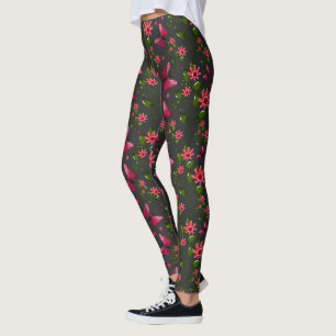 Modern Spring Garden Butterfly Floral  gift  Leggings