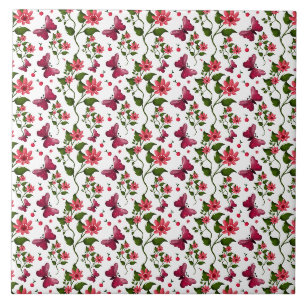 Modern Spring Garden Butterfly Floral gift Tile