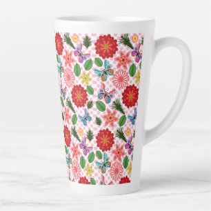 Modern Spring Garden Butterfly Floral  Latte Mug