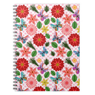 Modern Spring Garden Butterfly Floral  Notebook