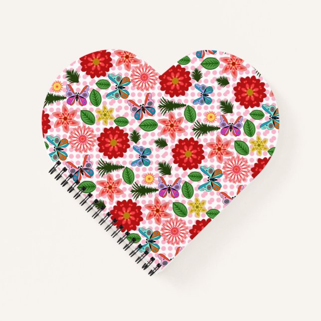 Modern Spring Garden Butterfly Floral  Notebook (Front)