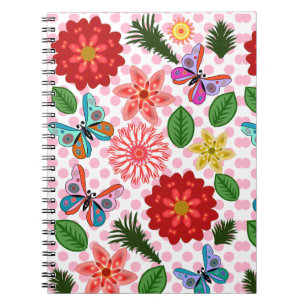 Modern Spring Garden Butterfly Floral  Notebook