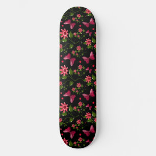 Modern Spring Garden Butterfly Floral Notebook Skateboard