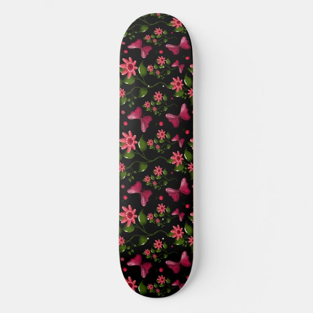 Modern Spring Garden Butterfly Floral  Notebook Skateboard (Front)