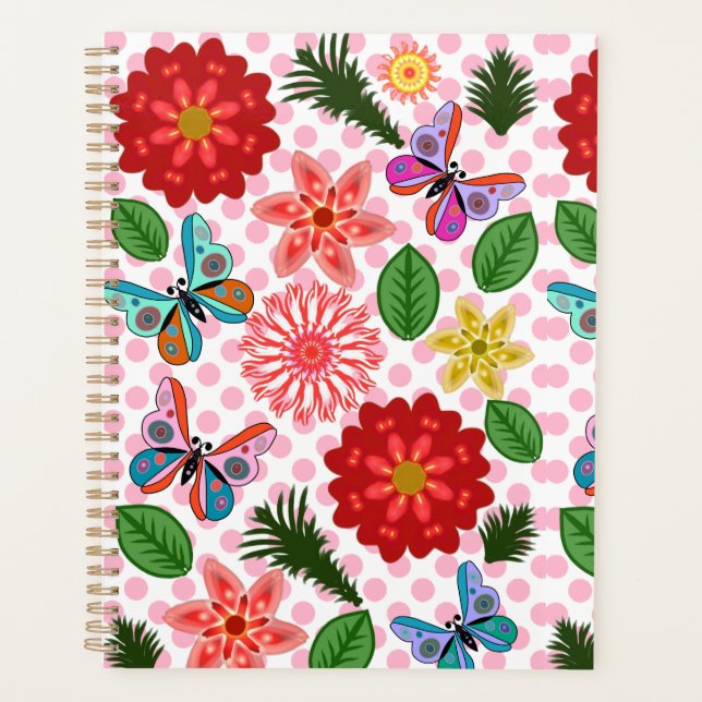 Modern Spring Garden Butterfly Floral  Planner (Front)