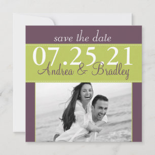 Modern Spring Green Purple Wedding Save the Date