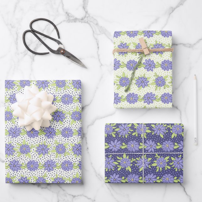 Modern Spring Lilac Purple Flowers Floral Wrapping Paper Sheet (Front)