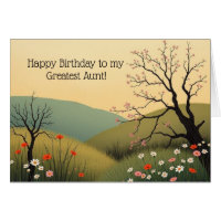 Modern Spring Meadow Birthday Card for Great Aunt