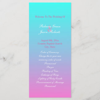 modern spring pink turquoise ombre wedding program programme