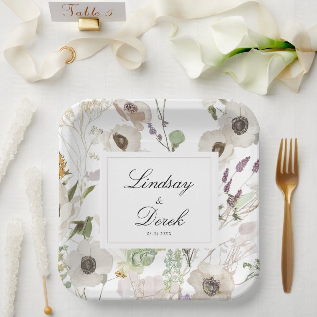  Modern Spring Wedding Welcome Paper Plate (Wedding)
