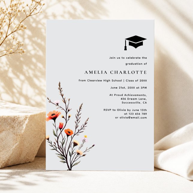 Modern Spring Wildflower Graduation Party Invitation (Creator Uploaded)