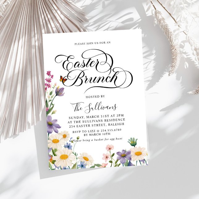 Modern Spring Wildflowers Floral Easter Brunch Invitation (Creator Uploaded)